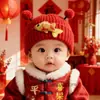 Gorro de Protección para Orejas de Bebé para Niños y Niñas, Gorro de Lana Tejido Cálido de Invierno Rojo, Gorro Festivo de Año Nuevo para Bebé para Felicitaciones de Año Nuevo