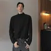 Moda Masculina Outono e Inverno Camisa Térmica de Lã com Gola Alta Meia Camada Base Masculina Adolescente Estilo Coreano Cor Sólida Versátil Quente Roupa Íntima Camiseta