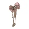 Estilo Novo Primavera e VerãoMenina de Rosto LeveGrampo de Cabelo com Franja e Laço Rosa com Design DoceGrampo Lateral para Mulheres