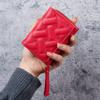 Nueva cartera de mano corta con cremallera y bordado en forma de corazón de moda coreana para mujer, monedero sencillo de color liso, tarjetero