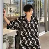 Camisa com estampa total para jovens homens e mulheres, verão, seda gelada, sensação refrescante, manga curta, estilo havaiano, roupa de praia/cardigã