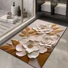 Tapete de Chão Absorvente Secagem Rápida para Banheiro com Florais em Relevo, Suave de Terra de Diatomáceas, Antiderrapante para Entrada do Banheiro