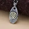 Collar de Plata de Ley S925 Colgante Zaki Xizang Textura de Piedra Vintage Plata Tailandesa Mazo Vajra para Hombres y Mujeres Colgante de Plata