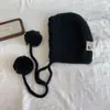 Gorro de Lana Tejido a Mano para Mujer, Estilo Coreano de Invierno, Cálido, Versátil, Adelgazante, Protector de Orejas, Gorro de Punto