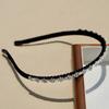 Faixa de cabelo de tecido vintage faixa de cabelo de cristal coreano simples acessórios de cabelo pretos estampa de cabelo transfronteiriça moda joias de diamante completo
