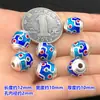S999 Plata para Pies Azul Quemado Goteo de Pegamento Cuentas del Cielo Cuentas Cubo Espaciador Cuerda Tejida a Mano Pulsera Collar Accesorios Hechos a Mano para DIY