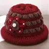 Moda Otoño e Invierno para Mujeres de Mediana Edad y Mayores, Versátil, con Lazo, de Piel de Conejo, Tejido, con Forro de Terciopelo, Gorro de Pescador, Gorro de Lana