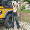 Jeans de Cintura Alta Vintage Ins Pierna Ancha Ajustados para Mujer 2023 Nuevos Estilo Americano Chica Popular Ajustados Ajustados Pantalones Acampanados