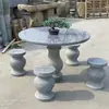 Conjunto de Mesa e Banco de Pedra para Pátio Externo para Uso em Casa de Vila Mesa de Chá de Granito Natural Mobiliário de Jardim de Mármore