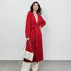 Alto luxo mais de 1200 alta gramatura pura caxemira penteada casaco de malha terno feminino gola de alfaiate ombro emagrecimento casaco longo