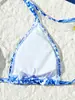 Bikini de Dos Piezas Estilo Nuevo Transfronterizo Europeo y Americano Aliexpress Triángulo Estampado Sexy Bikini Traje de Baño Espalda Descubierta