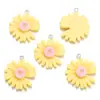 Colgante de Crisantemo Margarita Color Macarrón Simple Accesorios de Joyería Hechos a Mano DIY Collar Pendientes Colgante de Resina W372
