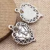 Colgante de Mariposa con Forma de Corazón de Plata Antigua 34x26mm 4g Accesorios de Aleación Vintage para Bricolaje Artículo Caliente Transfronterizo