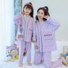 Pijama feminino manga longa primavera e outono algodão puro médio e grande Crianças estrela Delu fofa menininha Verão conjunto de roupa para casa pai-filho