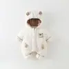 2026 Roupas de Inverno para Recém-Nascidos Traje Infantil Macacão Acolchoado com Capuz de Ursinho Fofo Manga Longa de Inverno Confortável