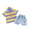 Ropa para niños verano nuevo niños y niñas solapa T sangre manga corta traje bebé Denim corto conjunto de dos piezas venta al por mayor de fábrica