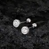 Pendientes Redondos de Plata Pura 999 con Cierre de Rosca, Pendientes de Plata Pura para Perforaciones, Pendientes de Plata Femeninos y de Alta Gama