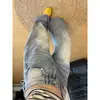 Jeans Anchos de Pierna Recta con Patrón de Bambú Curvo Estilo Americano para Mujer, Novedad Invierno 2025 de Color Claro, Cintura Alta, Adelgazantes, Acampanados, de Largo hasta el Suelo