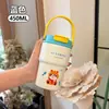 Termo de Acero Inoxidable 316 de Alto Valor Estético con Popote, Diseño de Dibujos Animados para Niños y Estudiantes, Portátil con Asa, Vaso de Agua con Recubrimiento Cerámico