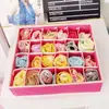 Caja de almacenamiento para ropa interior color rosa beige de cuatro piezas caja de almacenamiento de tela para calcetines caja de almacenamiento para sujetadores 6 compartimentos 7 compartimentos 8 compartimentos 2