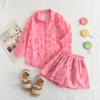 Traje para niños Ropa de verano de moda Bebé niña Camisa para aire acondicionado Leopardo Manga larga Dos piezas Estilo coreano Ropa de protección solar para niñas