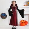 Fantasia de Vampiro Infantil Transfronteiriça Fantasia de Role-Playing para Meninas de Halloween Fantasia de Performance de Rainha Bruxa Medieval