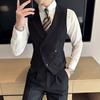 Principal Impulso Comercio Exterior Estilo Británico Coreano Slim Chaleco de Hombre Cuello en V Novio Padrino Doble Botonadura Negocios Chaleco Pequeño