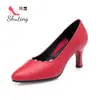 Zapatos de una sola capa para mujer, zapatos nuevos de tacón alto para mujer, tacón grueso para mujer, zapatos de madre, zapatos de baile, cuero suave, zapatos de baile cómodos, zapatos rojos para mujer