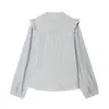 Comércio Exterior Transfronteiriço Roupas Femininas Novo Estilo Moda Europeia e Americana Cor Metálica Tira Decorativa em Camadas Camisa Listrada 2205810