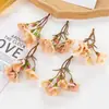 Flor de simulação 3 galhos rosa pequena flor de seda diy grinalda feita à mão broche flor de cabeça material flor de casamento decoração de parede de flores atacado
