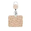 Amazon Portatarjeta retráctil con estampado de leopardo y clip giratorio, impresión UV, para tarjeta horizontal, identificación de trabajo, tarjeta de campus, cubierta protectora, en stock