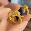 Anel ano de nascimento dragão estilo chinês banhado a ouro latão anel dragão cauda balançando pulseira aberta pulseira banhada a ouro para mulheres