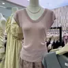 Yoomini Estilo Coreano Cuello Redondo Hombro Derecho Tejido de Punto Manga Corta para Mujer 2025 Verano Nuevo Simple Aspecto Adelgazante Top