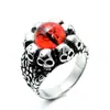 Joyería más vendida: Anillos de moda retro personalizados de titanio con ojo de rubí para hombres y mujeres, estilo europeo y americano