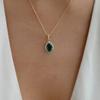 Collar de Cristal Esmeralda al por Mayor Joyería Europea y Americana de Otoño e Invierno Accesorios para Mujer Gota de Agua Retro Nicho de Alta Gama Cadena para Suéter