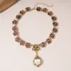 Juego de Joyas Estilo Palacio de Diamante Flor Perla Collar Pendientes de Segunda Mano Vintage Joyería Transfronteriza Europea y Americana para Mujer