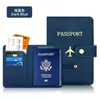 Portapasaportes de Cuero PU con Sensación de Piel Transfronterizo con Costura a Mano Protector de Pasaporte de Cuero Este Set con Hebilla Bolso para Pasaporte