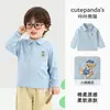 Camiseta Polo Manga Longa Infantil Kaka Panda Outono para Meninos Roupa de Outono para Meninas Camisa Base de Outono para Meninas Top Primavera e Outono para Bebês