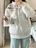 Jaqueta de Algodão com Penas Feminina 2025 Novo Estilo Gola Alta Solta Casaco de Algodão Inverno Engrossado Quente Jaqueta Puffer de Casal Roupa Exterior de Algodão