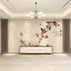 Estilo chinês novo minimalista moderno Caqui tudo combina bem mural decorativo TV sofá fundo papel de parede filme e televisão Tecido de parede