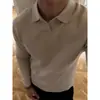 Suéter de Tricô Estilo Old Money Masculino Outono Gola Seagull Rígida Maduro e Estável Camiseta de Manga Longa Roupa de Trabalho Moletom