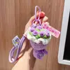 Llavero Colgante de Ramo de Flores de Lana para el Día del Maestro, Ramo de Rosas para Maestros durante la Temporada de Regreso a Clases, Accesorio Colgante para Bolsa Regalo