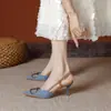 Elegantes Sapatos de Salto Alto Estilo Francês para Mulheres, Novo Modelo Verão 2026, Sandálias Fechadas de Tira Única, Scarpins de Salto Fino Bico Fino
