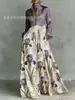 Vestido Longo de Manga Comprida Transfronteiriço Novo 2026 com Elementos da Moda, Vestido Casual Único com Ajuste na Cintura para Mulheres, Estilo Primavera e Outono