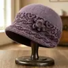 Gorro de Lana Grueso Cálido Anti-Frío para Mujer de Edad Media y Anciana Madre Abuela, Gorro de Punto con Ala Ancha Protección para Orejas