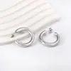 Pendientes Europeos y Americanos de Metal Dorado de 18 Quilates con Forma de C, Pendientes de Alta Gama, Estilo Minimalista Versátil, Pendientes de Acero Inoxidable, Transfronterizo