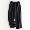 Calça Casual Yuyue Air Calça Quente Escovada para Mulheres Contendo Lã Merino Elástica Cintura Alta Calça Casual de Perna Larga para Mulheres