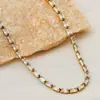 Collar rectangular de diamantes versátil europeo y americano transfronterizo, joyería exquisita de acero inoxidable para el día a día, collar delgado con incrustaciones de circonita estilo ins