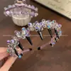 Nova tiara de cristal roxa requintada de alta qualidade para mulheres, com coroa alta, elegante, com dentes para fixação antiderrapante, acessório de cabelo versátil e de luxo leve
