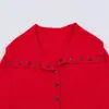 Ropa de otoño nueva transfronteriza para mujer, moda versátil de punto con botones y manga larga, ajuste ceñido, comercio exterior europeo y americano